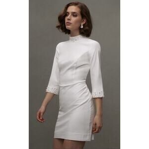BHLDN Brynlee Mock-Neck Mini Dress White